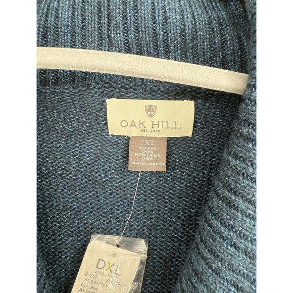 Oak Hill Cable Knit Button Down Cardigan Sweater Mens 2XL Heathered Blue NEW - Picture 5 of 7